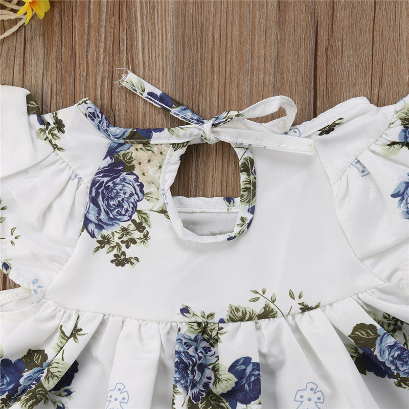 0-24months Baby Girls Summer Clothing Set Flying Sleeves Floral Tops Dress + Bloomers Shorts Outfits For Infant Girls